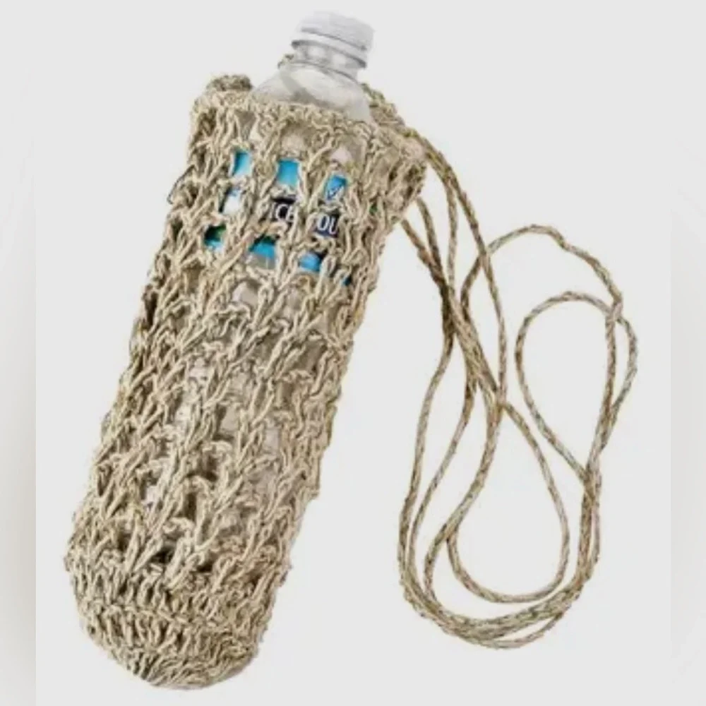 Hemp Crocheted Water Bottle Sling - Picture 1 of 2